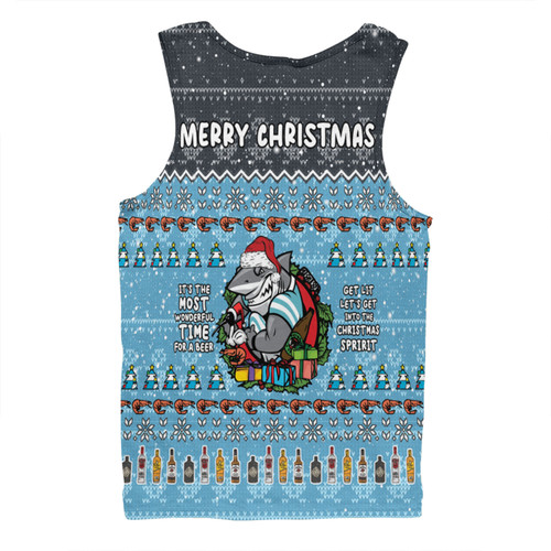Cronulla-Sutherland Sharks Christmas Custom Men Singlet - Chrissie Spirit Men Singlet Cronulla-Sutherland Sharks Christmas Custom Men Singlet - Chrissie Spirit Men Singlet
