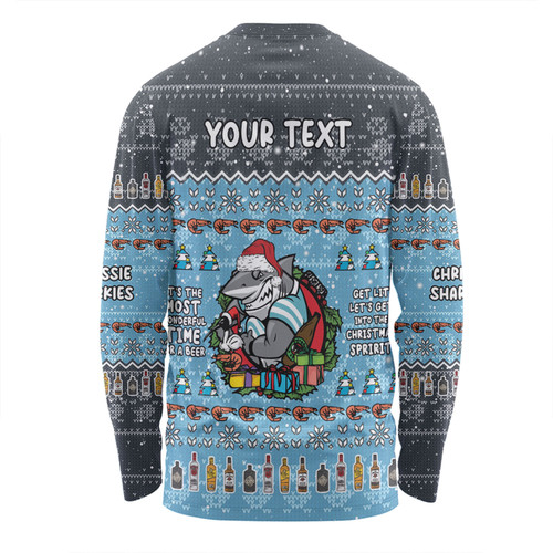 Cronulla-Sutherland Sharks Christmas Custom Long Sleeve T-shirt - Chrissie Spirit Long Sleeve T-shirt Cronulla-Sutherland Sharks Christmas Custom Long Sleeve T-shirt - Chrissie Spirit Long Sleeve T-shirt