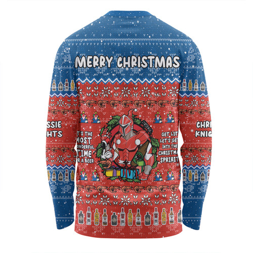 Newcastle Knights Christmas Custom Long Sleeve T-shirt - Chrissie Spirit Long Sleeve T-shirt