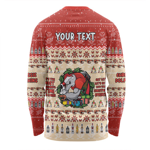 Redcliffe Dolphins Christmas Custom Long Sleeve T-shirt - Chrissie Spirit Long Sleeve T-shirt Redcliffe Dolphins Christmas Custom Long Sleeve T-shirt - Chrissie Spirit Long Sleeve T-shirt