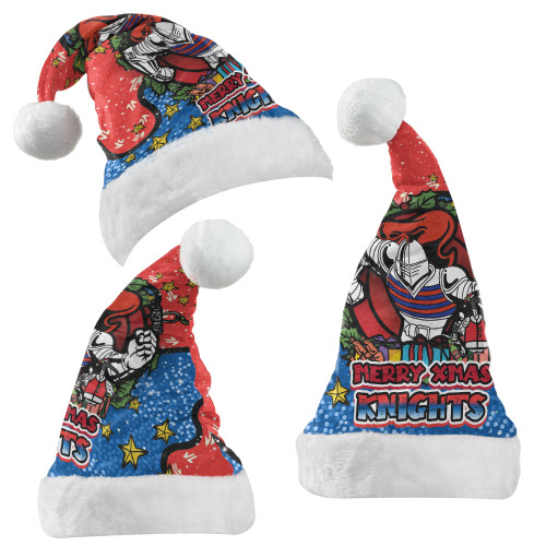 Newcastle Knights Christmas Hat - Merry Christmas Our Beloved Team With Aboriginal Dot Art Pattern Newcastle Knights Christmas Hat - Merry Christmas Our Beloved Team With Aboriginal Dot Art Pattern
