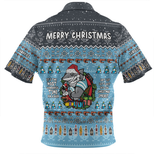 Cronulla-Sutherland Sharks Christmas Custom Zip Polo Shirt - Chrissie Spirit Zip Polo Shirt Cronulla-Sutherland Sharks Christmas Custom Zip Polo Shirt - Chrissie Spirit Zip Polo Shirt