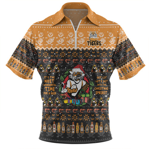 South Western of Sydney Tigers Christmas Custom Zip Polo Shirt - Chrissie Spirit Zip Polo Shirt