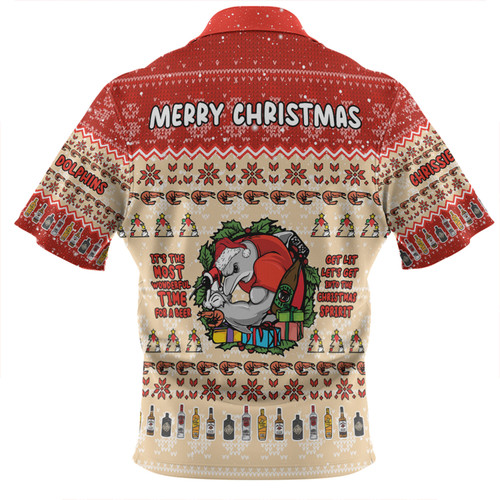 Redcliffe Dolphins Christmas Custom Zip Polo Shirt - Chrissie Spirit Zip Polo Shirt Redcliffe Dolphins Christmas Custom Zip Polo Shirt - Chrissie Spirit Zip Polo Shirt