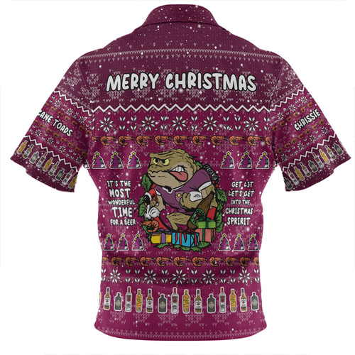 Queensland Cane Toads Christmas Custom Zip Polo Shirt - Chrissie Spirit Zip Polo Shirt Queensland Cane Toads Christmas Custom Zip Polo Shirt - Chrissie Spirit Zip Polo Shirt