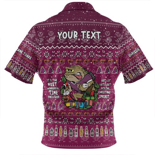 Queensland Cane Toads Christmas Custom Zip Polo Shirt - Chrissie Spirit Zip Polo Shirt Queensland Cane Toads Christmas Custom Zip Polo Shirt - Chrissie Spirit Zip Polo Shirt