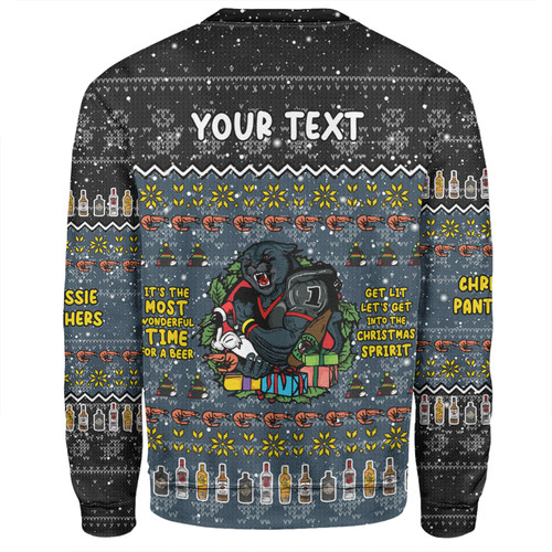 Penrith Panthers Christmas Custom Sweatshirt - Chrissie Spirit Black Sweatshirt Penrith Panthers Christmas Custom Sweatshirt - Chrissie Spirit Black Sweatshirt