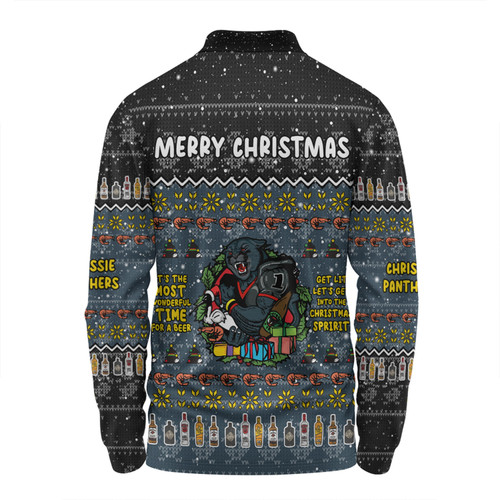 Penrith Panthers Christmas Custom Long Sleeve Polo Shirt - Chrissie Spirit Black Long Sleeve Polo Shirt Penrith Panthers Christmas Custom Long Sleeve Polo Shirt - Chrissie Spirit Black Long Sleeve Polo Shirt