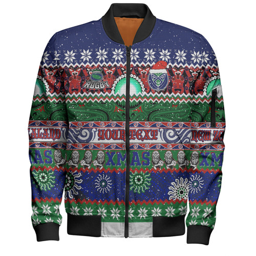 New Zealand Warriors Christmas Maori Custom Bomber Jacket - Indigenous Knitted Ugly Xmas Style Bomber Jacket New Zealand Warriors Christmas Maori Custom Bomber Jacket - Indigenous Knitted Ugly Xmas Style Bomber Jacket