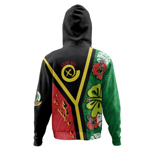 Australia  South Sea Islanders Hoodie - Vanuatu Flag With Habiscus Flowers Hoodie Australia  South Sea Islanders Hoodie - Vanuatu Flag With Habiscus Flowers Hoodie
