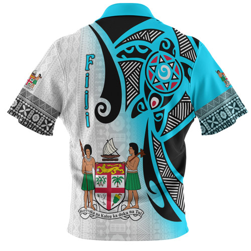 Australia  South Sea Islanders Polo Shirt - Fiji With Polynesian Tapa Patterns And Coat Of Arms Symbol Polo Shirt Australia  South Sea Islanders Polo Shirt - Fiji With Polynesian Tapa Patterns And Coat Of Arms Symbol Polo Shirt