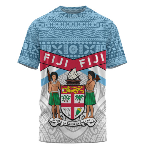 Australia South Sea Islanders T-shirt - Fiji In Fijian Tapa Pattern Coat Of Arms Symbol T-shirt