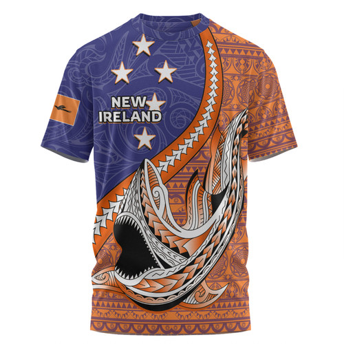 Australia  South Sea Islanders T-shirt - New Ireland Flag With Polynesian Shark Pattern T-shirt