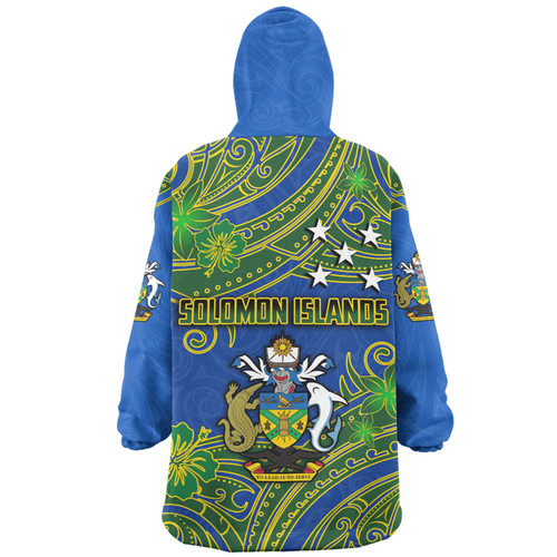 Australia  South Sea Islanders Snug Hoodie - Solomon Islands Symbol In Polynesian Patterns With Tropical Flowers Style Snug Hoodie Australia  South Sea Islanders Snug Hoodie - Solomon Islands Symbol In Polynesian Patterns With Tropical Flowers Style Snug Hoodie