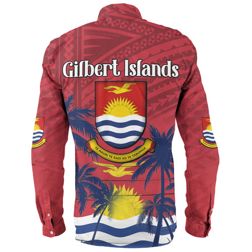 Australia  South Sea Islanders Long Sleeve Shirt - Gilbert Islands In Polynesian Pattern With Coconut Trees Long Sleeve Shirt Australia  South Sea Islanders Long Sleeve Shirt - Gilbert Islands In Polynesian Pattern With Coconut Trees Long Sleeve Shirt