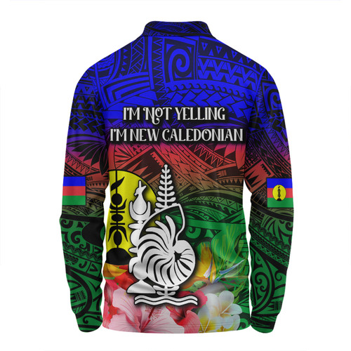 Australia  South Sea Islanders Long Sleeve Polo Shirt - I'm New Caledonian In Polynesian Style With Tropical Hibiscus Flowers Long Sleeve Polo Shirt Australia  South Sea Islanders Long Sleeve Polo Shirt - I'm New Caledonian In Polynesian Style With Tropical Hibiscus Flowers Long Sleeve Polo Shirt