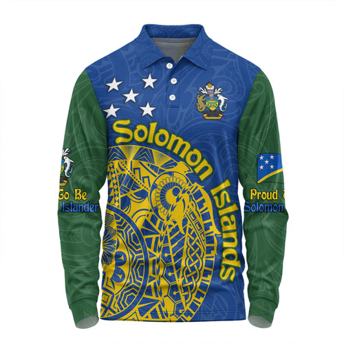 Australia  South Sea Islanders Long Sleeve Polo Shirt - Proud To Be Solomon Islander In Polynesian Pattern Inspired Long Sleeve Polo Shirt