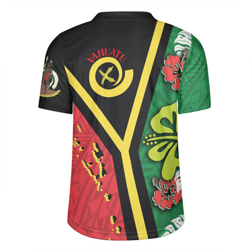 Australia  South Sea Islanders Rugby Jersey - Vanuatu Flag With Habiscus Flowers Rugby Jersey Australia  South Sea Islanders Rugby Jersey - Vanuatu Flag With Habiscus Flowers Rugby Jersey