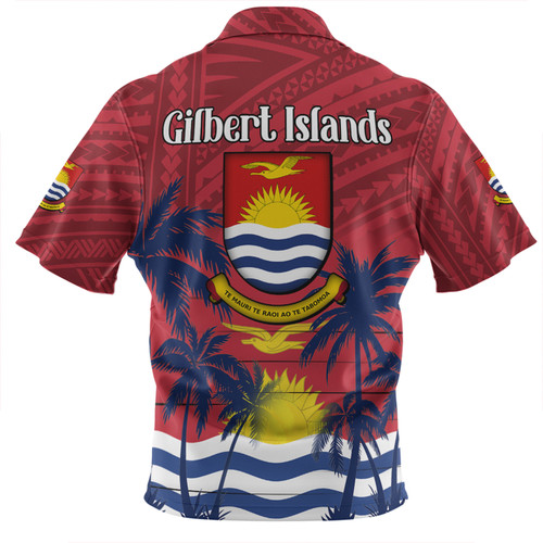 Australia  South Sea Islanders Zip Polo Shirt - Gilbert Islands In Polynesian Pattern With Coconut Trees Zip Polo Shirt Australia  South Sea Islanders Zip Polo Shirt - Gilbert Islands In Polynesian Pattern With Coconut Trees Zip Polo Shirt