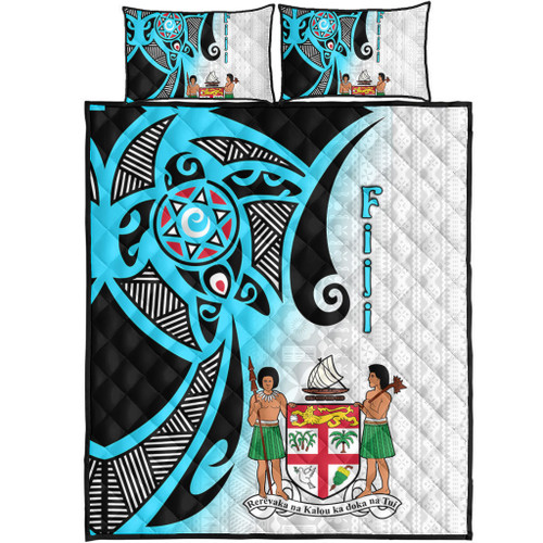 Australia  South Sea Islanders Quilt Bed Set - Fiji With Polynesian Tapa Patterns And Coat Of Arms Symbol Quilt Bed Set Australia  South Sea Islanders Quilt Bed Set - Fiji With Polynesian Tapa Patterns And Coat Of Arms Symbol Quilt Bed Set
