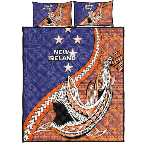 Australia  South Sea Islanders Quilt Bed Set - New Ireland Flag With Polynesian Shark Pattern Quilt Bed Set Australia  South Sea Islanders Quilt Bed Set - New Ireland Flag With Polynesian Shark Pattern Quilt Bed Set