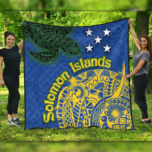 Australia  South Sea Islanders Quilt - Proud To Be Solomon Islander In Polynesian Pattern Inspired Quilt Australia  South Sea Islanders Quilt - Proud To Be Solomon Islander In Polynesian Pattern Inspired Quilt