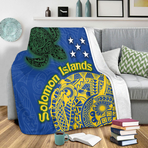 Australia  South Sea Islanders Blanket - Proud To Be Solomon Islander In Polynesian Pattern Inspired Blanket Australia  South Sea Islanders Blanket - Proud To Be Solomon Islander In Polynesian Pattern Inspired Blanket