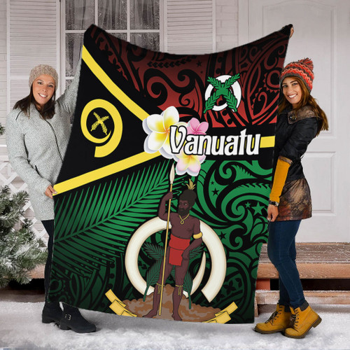 Australia  South Sea Islanders Blanket - Vanuatu Special Original Flag In Polynesian Style Blanket Australia  South Sea Islanders Blanket - Vanuatu Special Original Flag In Polynesian Style Blanket