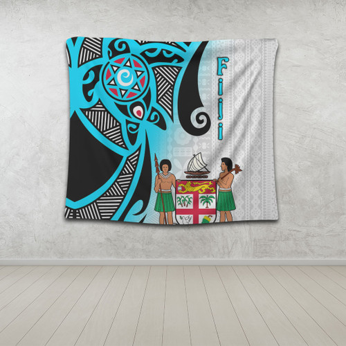 Australia  South Sea Islanders Tapestry - Fiji With Polynesian Tapa Patterns And Coat Of Arms Symbol Tapestry