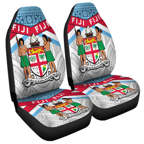 Australia South Sea Islanders Car Seat Cover - Fiji In Fijian Tapa Pattern Coat Of Arms Symbol Car Seat Cover Australia South Sea Islanders Car Seat Cover - Fiji In Fijian Tapa Pattern Coat Of Arms Symbol Car Seat Cover