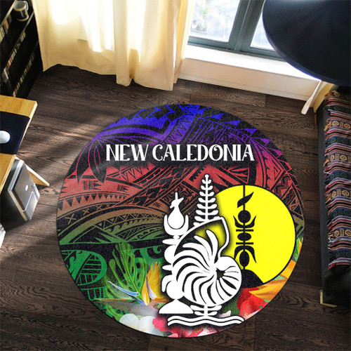 Australia  South Sea Islanders Round Rug - I'm New Caledonian In Polynesian Style With Tropical Hibiscus Flowers Round Rug Australia  South Sea Islanders Round Rug - I'm New Caledonian In Polynesian Style With Tropical Hibiscus Flowers Round Rug