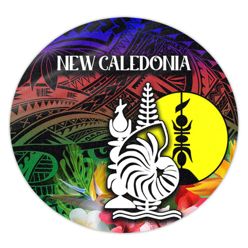 Australia  South Sea Islanders Round Rug - I'm New Caledonian In Polynesian Style With Tropical Hibiscus Flowers Round Rug Australia  South Sea Islanders Round Rug - I'm New Caledonian In Polynesian Style With Tropical Hibiscus Flowers Round Rug