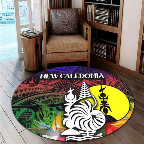 Australia  South Sea Islanders Round Rug - I'm New Caledonian In Polynesian Style With Tropical Hibiscus Flowers Round Rug Australia  South Sea Islanders Round Rug - I'm New Caledonian In Polynesian Style With Tropical Hibiscus Flowers Round Rug