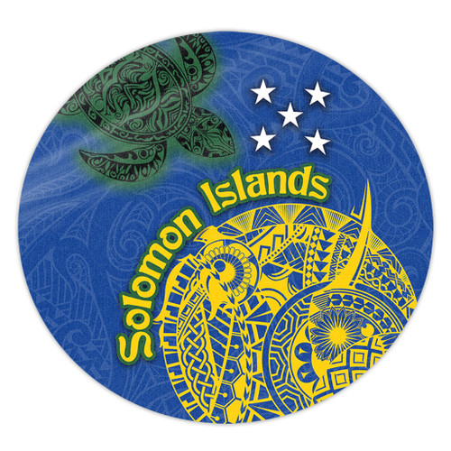 Australia  South Sea Islanders Round Rug - Proud To Be Solomon Islander In Polynesian Pattern Inspired Round Rug Australia  South Sea Islanders Round Rug - Proud To Be Solomon Islander In Polynesian Pattern Inspired Round Rug