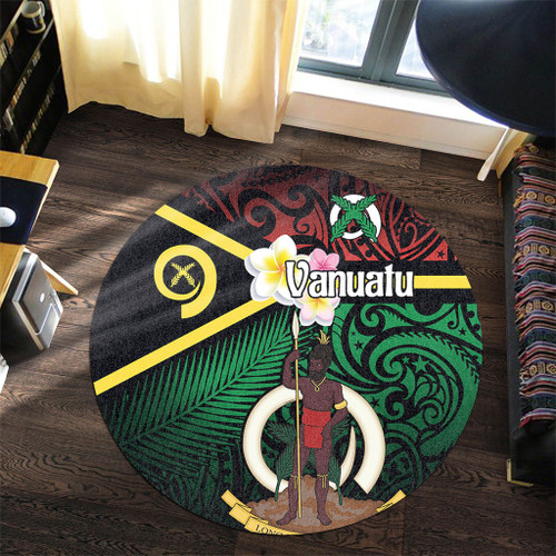Australia  South Sea Islanders Round Rug - Vanuatu Special Original Flag In Polynesian Style Round Rug Australia  South Sea Islanders Round Rug - Vanuatu Special Original Flag In Polynesian Style Round Rug
