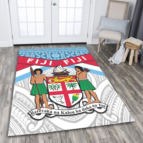 Australia South Sea Islanders Area Rug - Fiji In Fijian Tapa Pattern Coat Of Arms Symbol Area Rug Australia South Sea Islanders Area Rug - Fiji In Fijian Tapa Pattern Coat Of Arms Symbol Area Rug