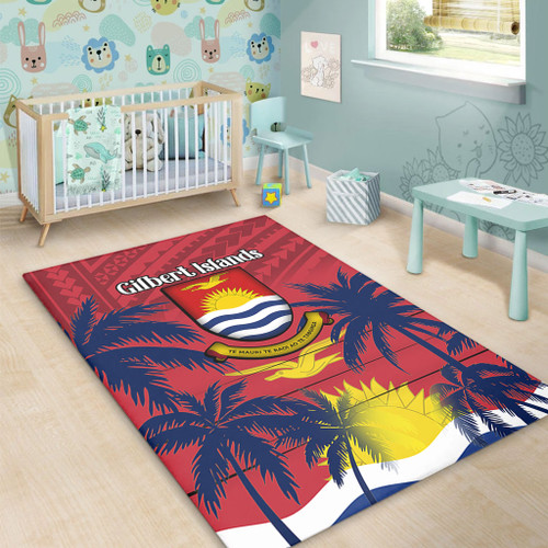 Australia  South Sea Islanders Area Rug - Gilbert Islands In Polynesian Pattern With Coconut Trees Area Rug Australia  South Sea Islanders Area Rug - Gilbert Islands In Polynesian Pattern With Coconut Trees Area Rug