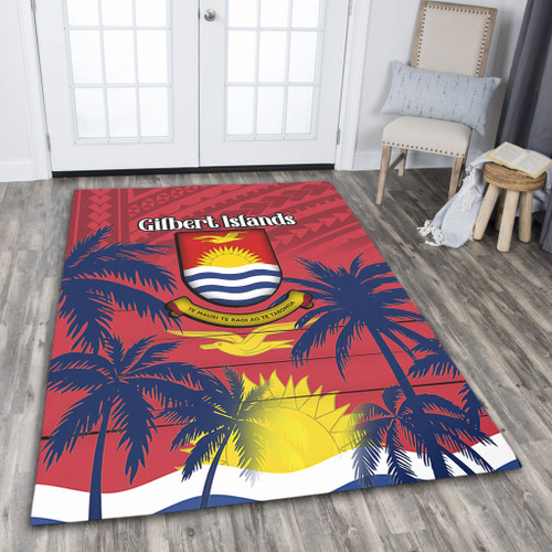 Australia  South Sea Islanders Area Rug - Gilbert Islands In Polynesian Pattern With Coconut Trees Area Rug Australia  South Sea Islanders Area Rug - Gilbert Islands In Polynesian Pattern With Coconut Trees Area Rug