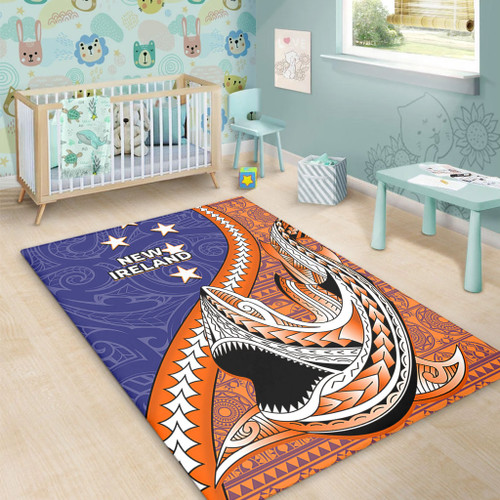 Australia  South Sea Islanders Area Rug - New Ireland Flag With Polynesian Shark Pattern Area Rug Australia  South Sea Islanders Area Rug - New Ireland Flag With Polynesian Shark Pattern Area Rug