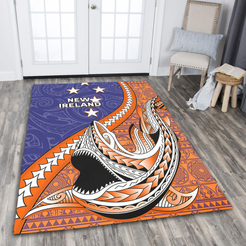 Australia  South Sea Islanders Area Rug - New Ireland Flag With Polynesian Shark Pattern Area Rug Australia  South Sea Islanders Area Rug - New Ireland Flag With Polynesian Shark Pattern Area Rug