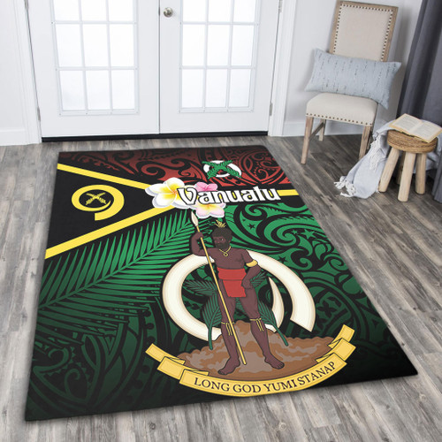 Australia  South Sea Islanders Area Rug - Vanuatu Special Original Flag In Polynesian Style Area Rug Australia  South Sea Islanders Area Rug - Vanuatu Special Original Flag In Polynesian Style Area Rug