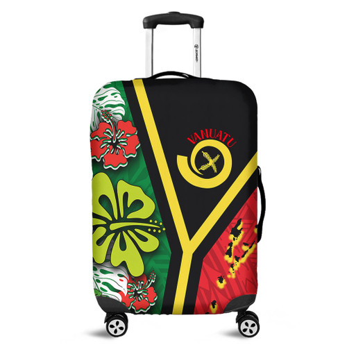 Australia  South Sea Islanders Luggage Cover - Vanuatu Flag With Habiscus Flowers Luggage Cover Australia  South Sea Islanders Luggage Cover - Vanuatu Flag With Habiscus Flowers Luggage Cover