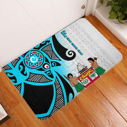 Australia  South Sea Islanders Doormat - Fiji With Polynesian Tapa Patterns And Coat Of Arms Symbol Doormat Australia  South Sea Islanders Doormat - Fiji With Polynesian Tapa Patterns And Coat Of Arms Symbol Doormat