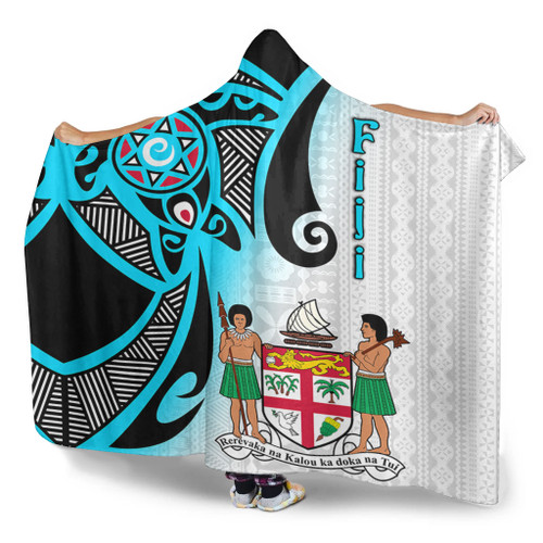 Australia  South Sea Islanders Hooded Blanket - Fiji With Polynesian Tapa Patterns And Coat Of Arms Symbol Hooded Blanket Australia  South Sea Islanders Hooded Blanket - Fiji With Polynesian Tapa Patterns And Coat Of Arms Symbol Hooded Blanket