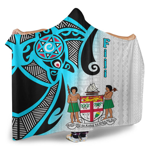 Australia  South Sea Islanders Hooded Blanket - Fiji With Polynesian Tapa Patterns And Coat Of Arms Symbol Hooded Blanket Australia  South Sea Islanders Hooded Blanket - Fiji With Polynesian Tapa Patterns And Coat Of Arms Symbol Hooded Blanket