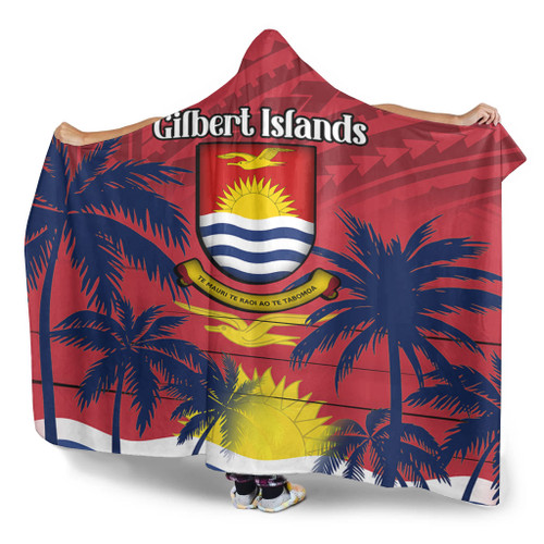 Australia  South Sea Islanders Hooded Blanket - Gilbert Islands In Polynesian Pattern With Coconut Trees Hooded Blanket