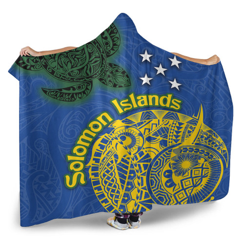 Australia  South Sea Islanders Hooded Blanket - Proud To Be Solomon Islander In Polynesian Pattern Inspired Hooded Blanket Australia  South Sea Islanders Hooded Blanket - Proud To Be Solomon Islander In Polynesian Pattern Inspired Hooded Blanket
