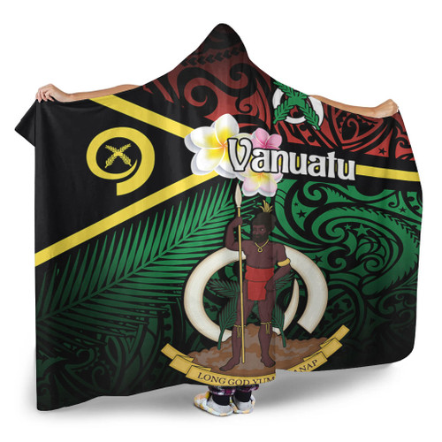 Australia  South Sea Islanders Hooded Blanket - Vanuatu Special Original Flag In Polynesian Style Hooded Blanket Australia  South Sea Islanders Hooded Blanket - Vanuatu Special Original Flag In Polynesian Style Hooded Blanket