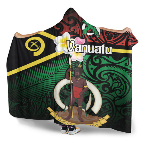 Australia  South Sea Islanders Hooded Blanket - Vanuatu Special Original Flag In Polynesian Style Hooded Blanket Australia  South Sea Islanders Hooded Blanket - Vanuatu Special Original Flag In Polynesian Style Hooded Blanket