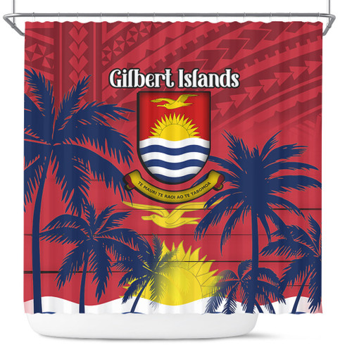 Australia  South Sea Islanders Shower Curtain - Gilbert Islands In Polynesian Pattern With Coconut Trees Shower Curtain Australia  South Sea Islanders Shower Curtain - Gilbert Islands In Polynesian Pattern With Coconut Trees Shower Curtain
